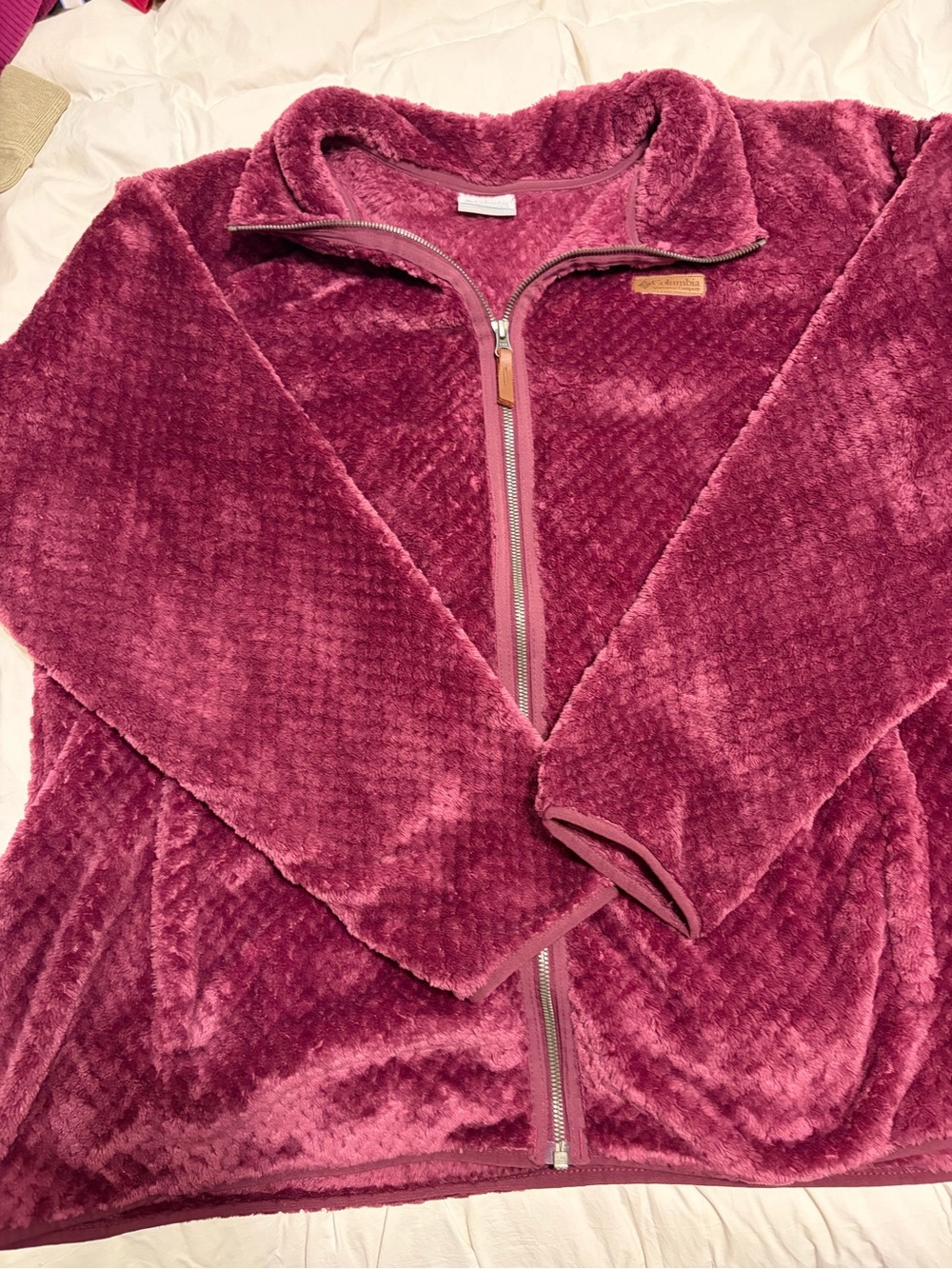 Plush Full-Zip Teddy Jacket in Berry